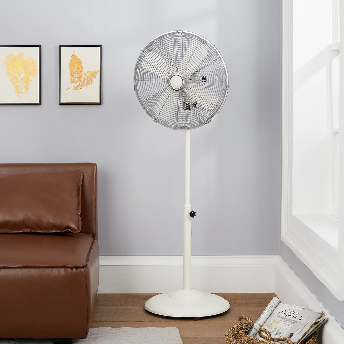 16 inch Adjustable Height Oscillating 3-Speed Metal Stand Fan in Red B871641