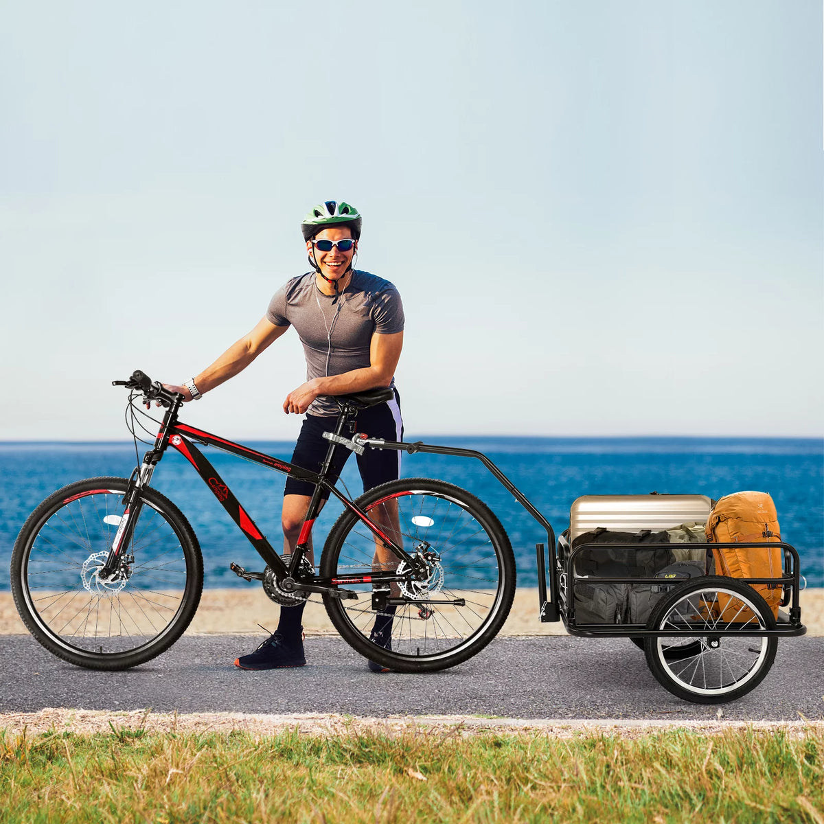 Foldable Bike Cargo Trailer with 16 Wheels, Black O5848