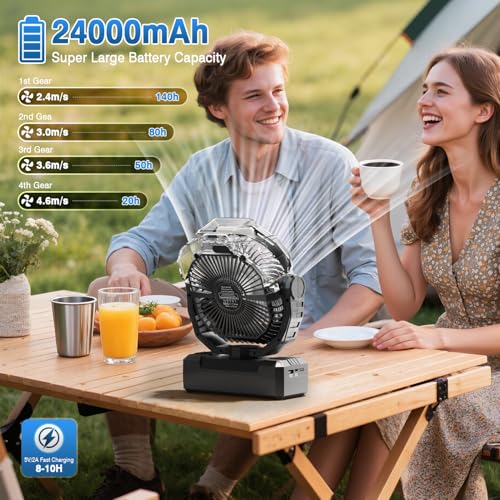460ml Portable Misting Fan with 24000mAh Rechargeable Battery, Black B690