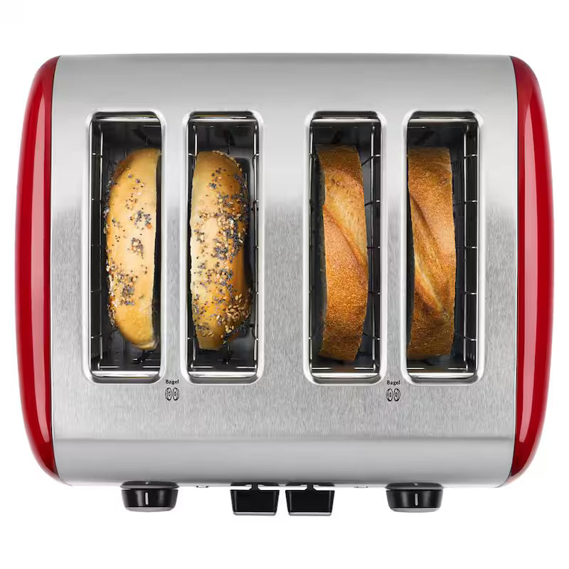 4-Slice Red Wide Slot Toaster with Crumb Tray C193014