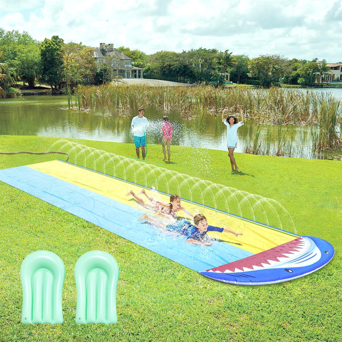 16FT Double Water Slides with Sprinklers H33177