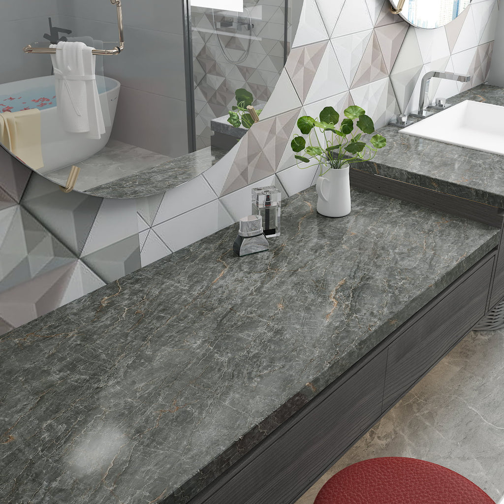 24"x354" Grey Marble Peel and Stick Wallpaper M397