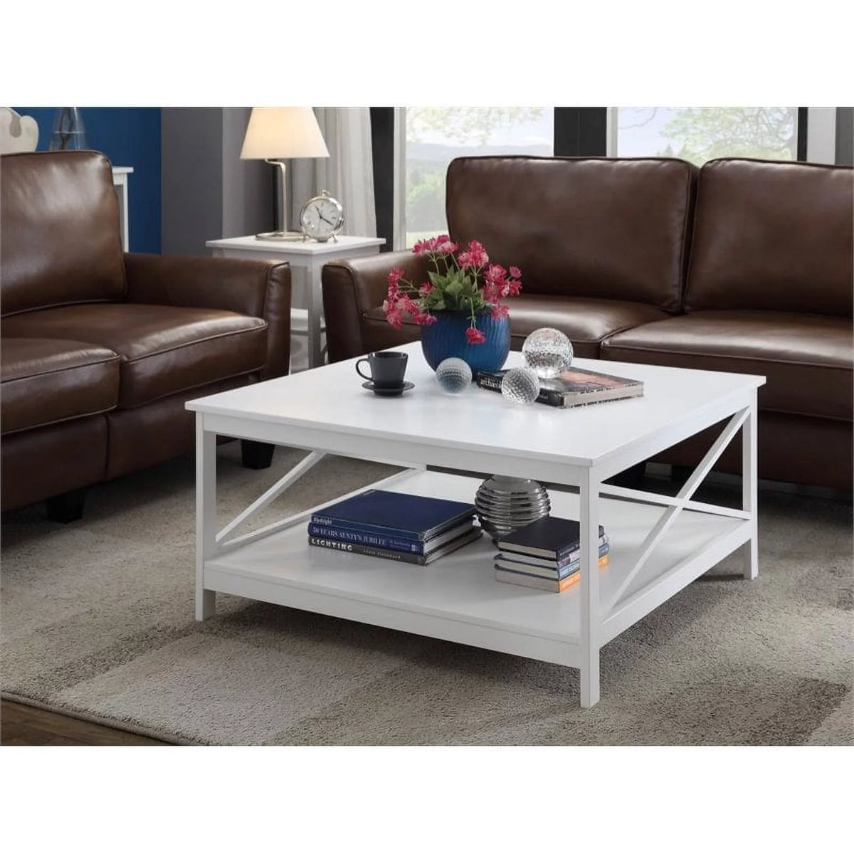 36" Square White Coffee Table L510