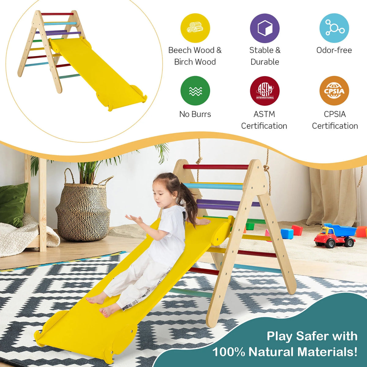 Wooden Climbing Triangle Set with Ramp W69696
