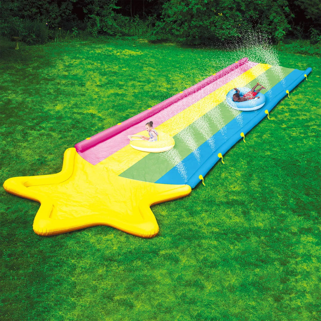 40' x 8' Rainbow Star Super Slide with 2 Inflatable Sleds U994748