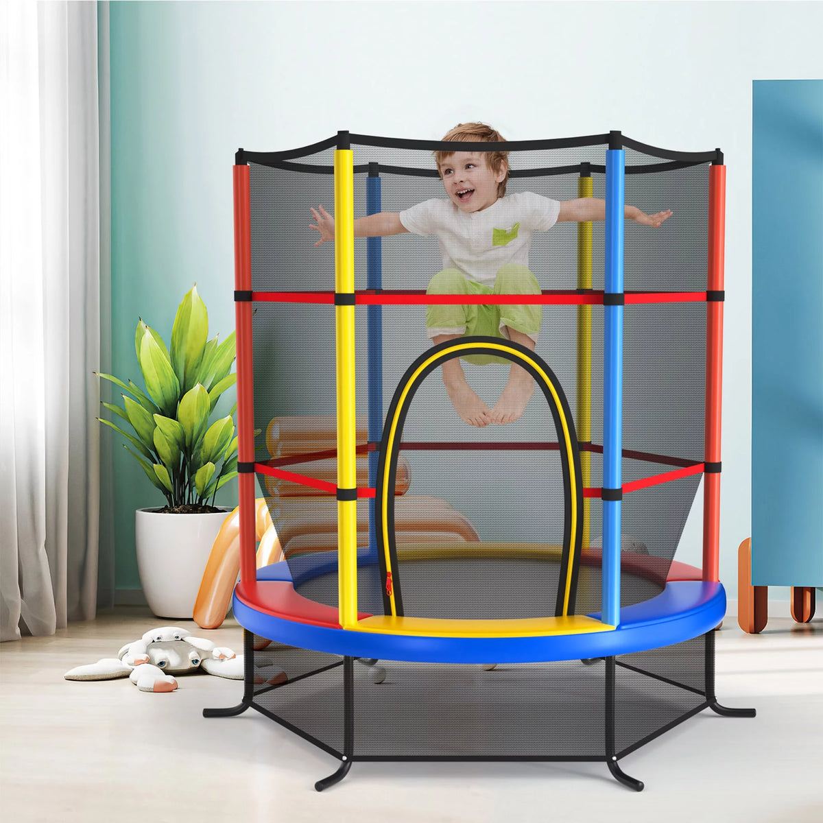 55'' Recreational Trampoline with Enclosure Net Y4505