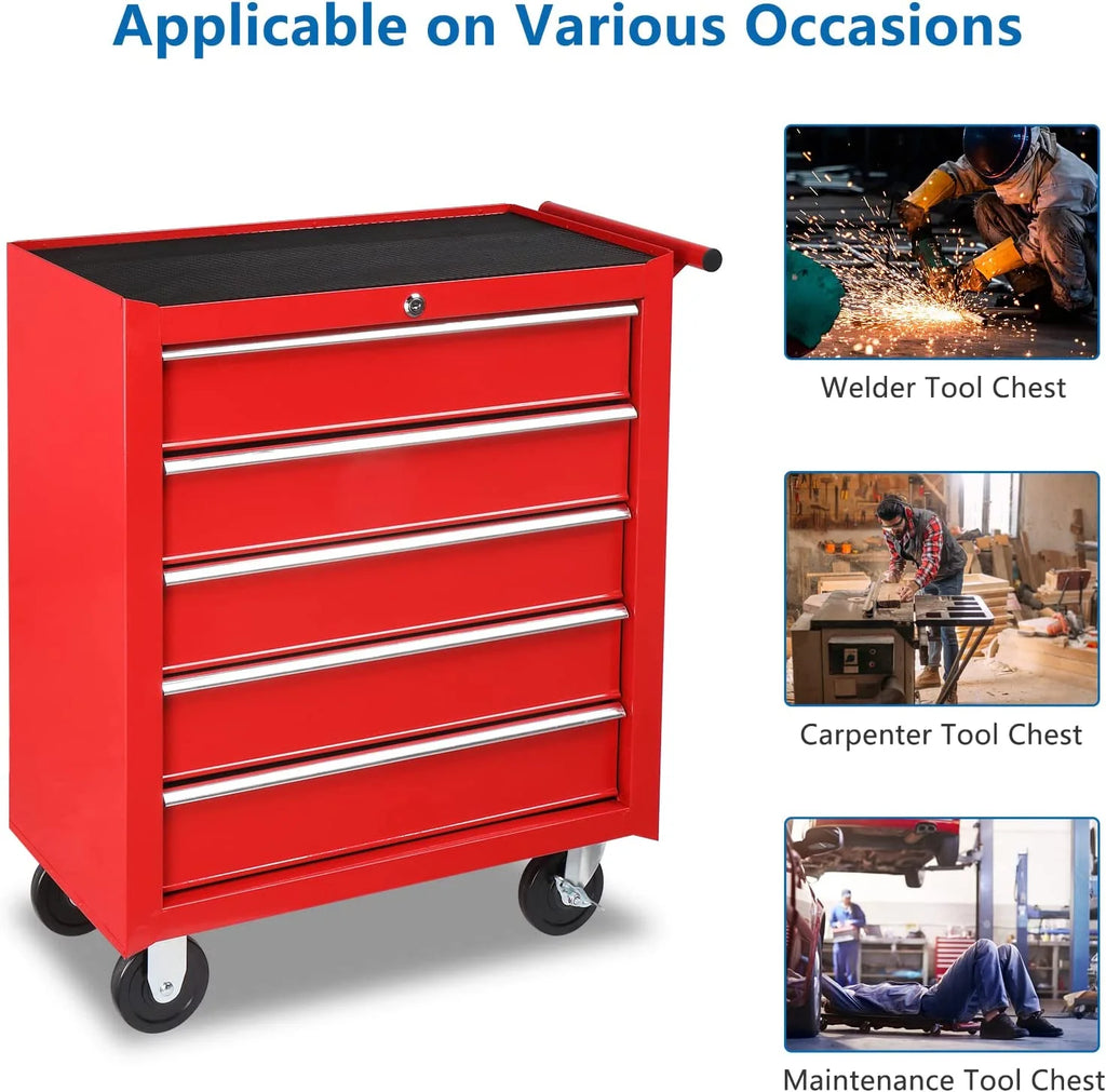 5 Drawer Rolling Tool Chest with Lock & Key C380