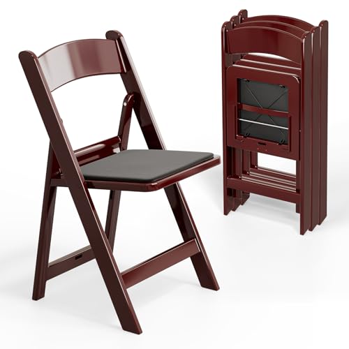 White 4 PC Resin Folding Chairs with Cushion U89386