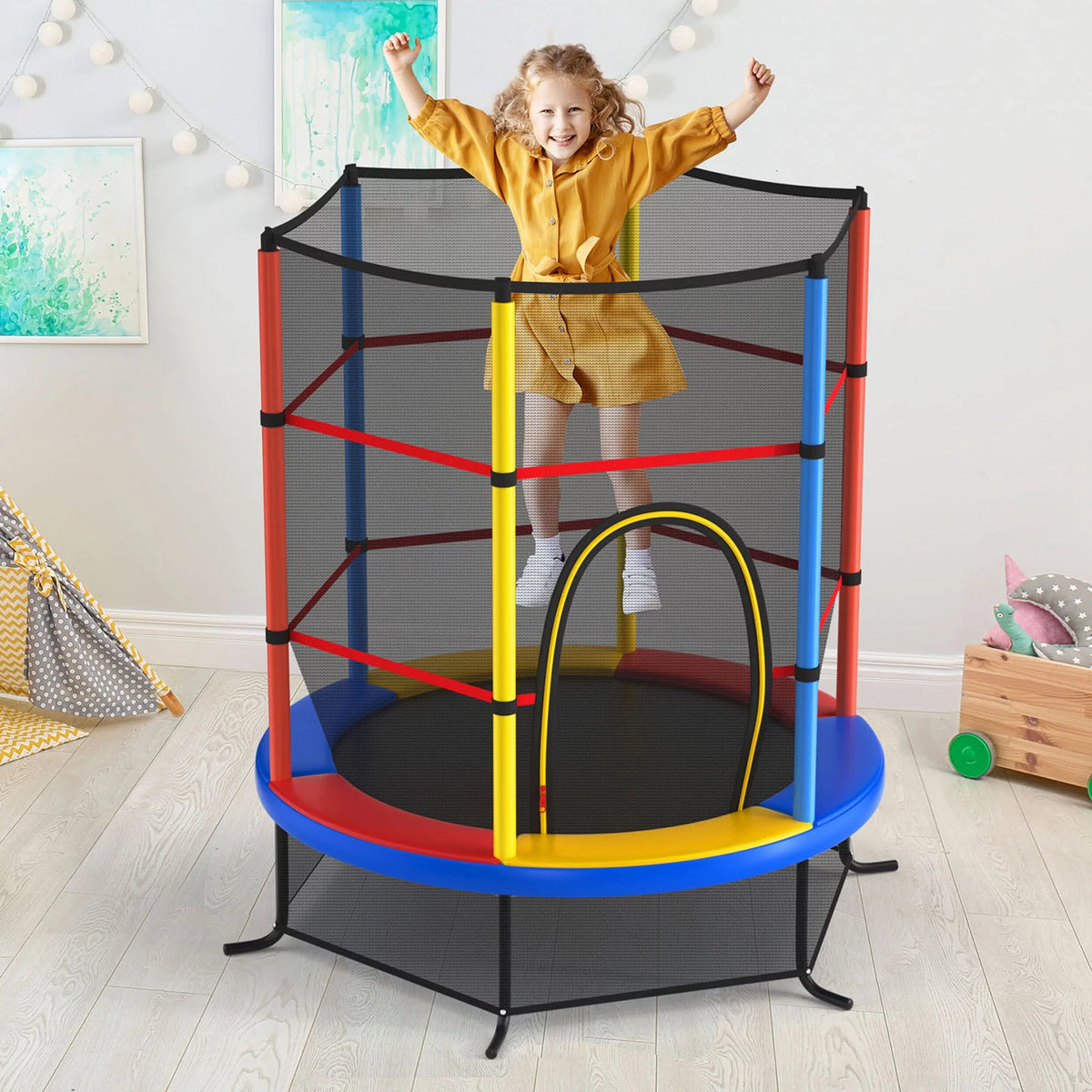 55'' Recreational Trampoline with Enclosure Net Y4505