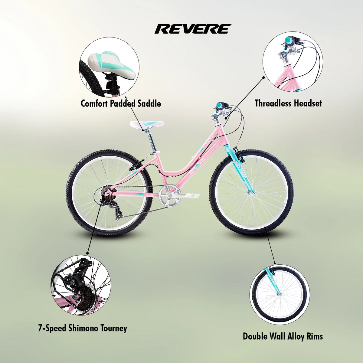 24 Girls 7-Speed Cruiser Bicycle Pink W924