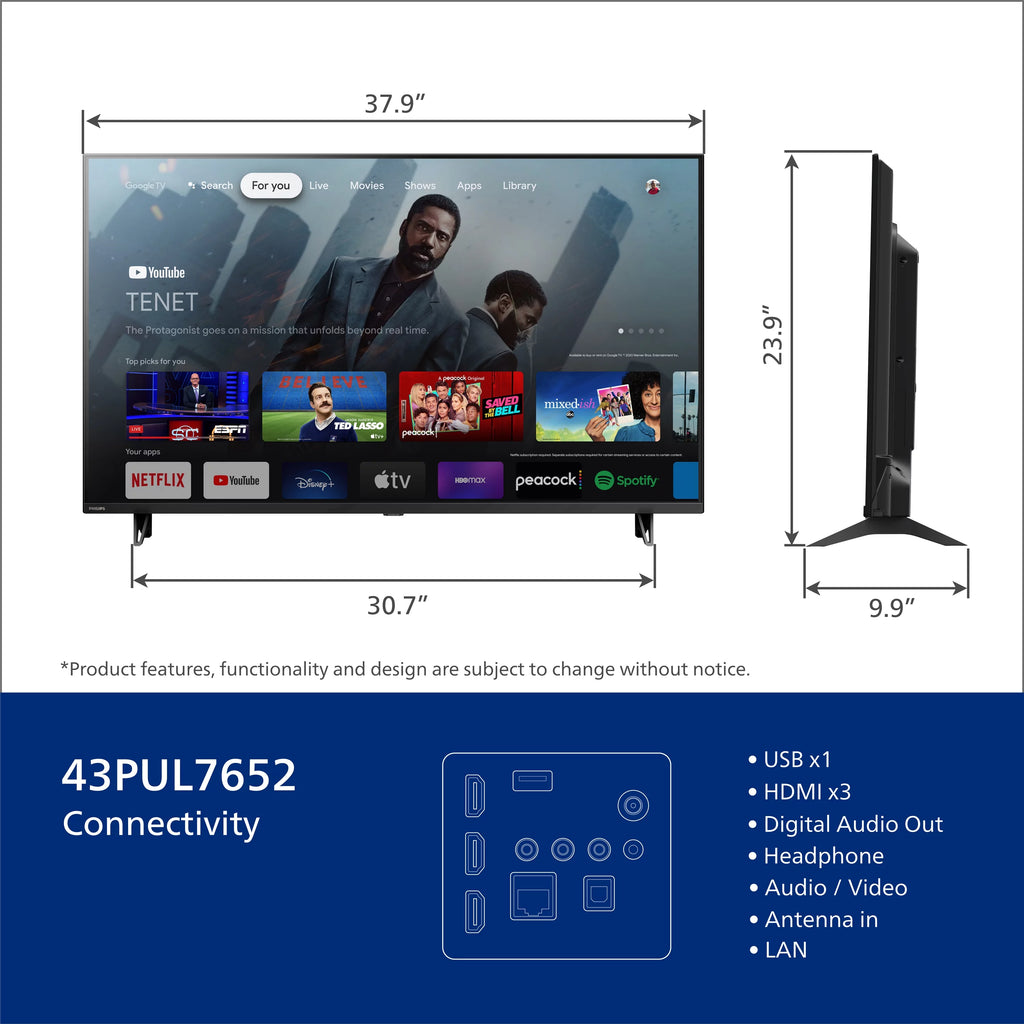 43 Class 4K Ultra HD Google Smart LED TV K938