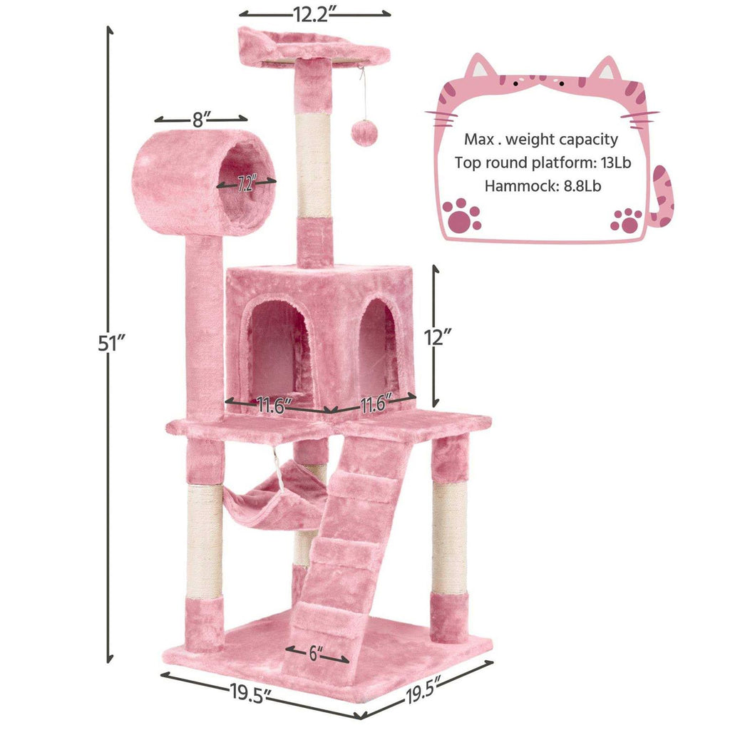 Plush Cat Tree Condo with Hammock Tunnel D181