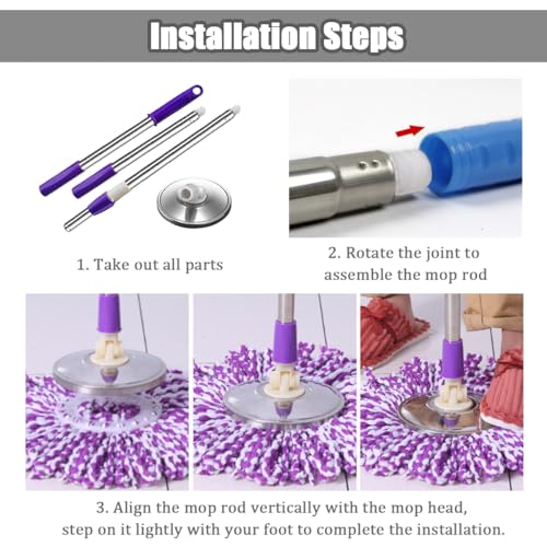 60-inch Rotating Telescopic Spin Mop Replacement Handle A78577
