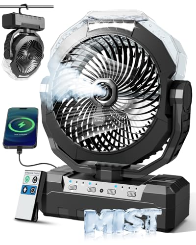 460ml Portable Misting Fan with 24000mAh Rechargeable Battery, Black B690