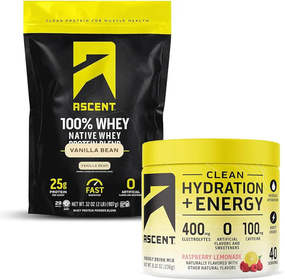 100% Whey Protein Powder Vanilla Bean 2 lb & Electrolytes Raspberry Lemonade 40 Servings S8988