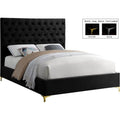 Black Velvet Tufted Queen Bed H9490