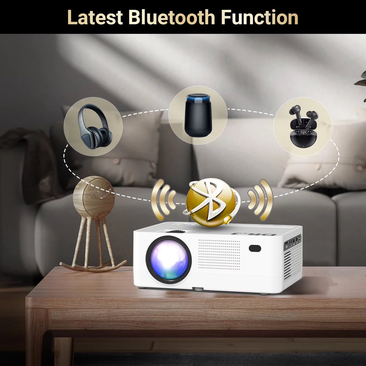 1080P 5G Wifi Bluetooth 5.1 4K Outdoor Movie Projector with 120 Screen P8238
