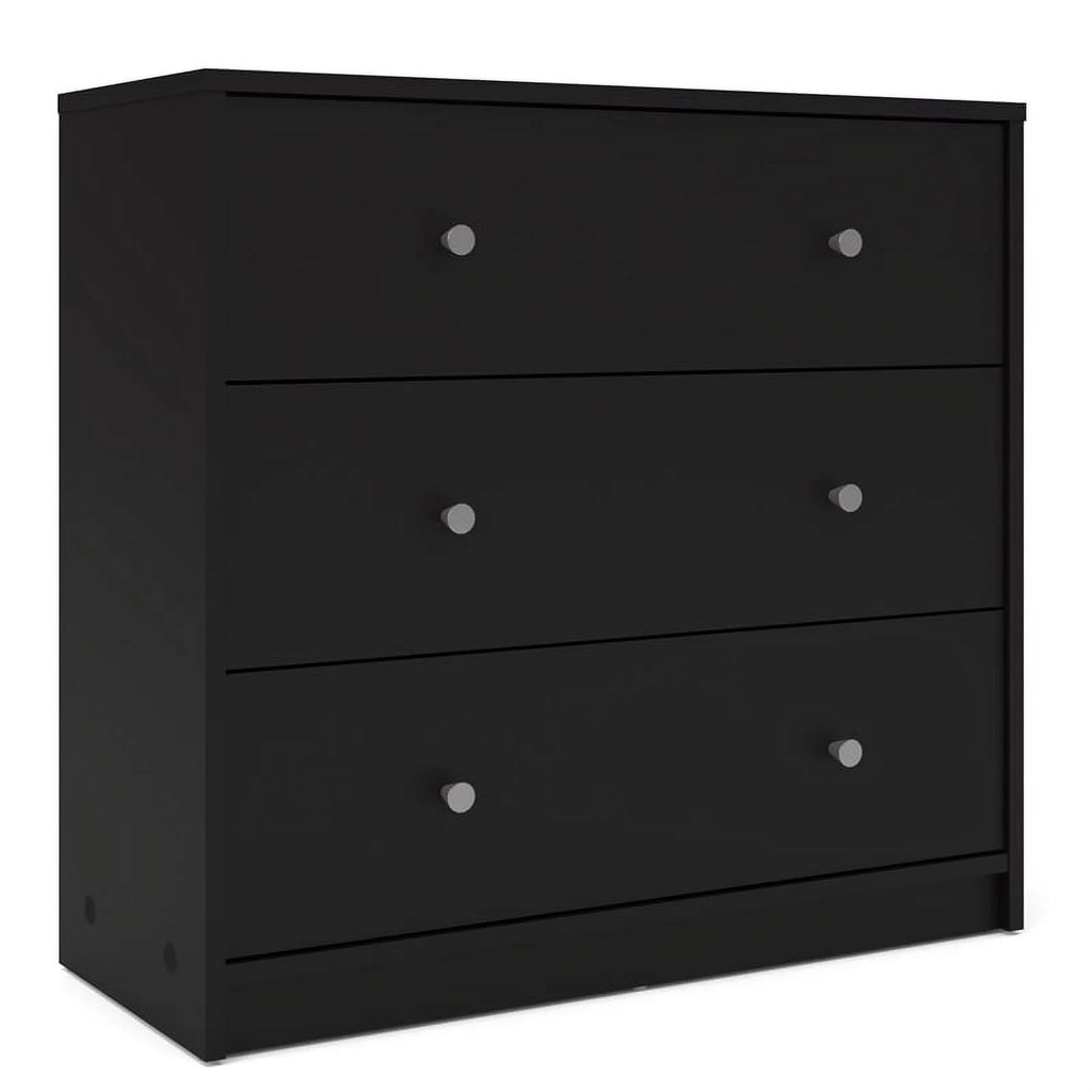2 Piece 3 Drawer Chest and 6 Drawer Double Dresser in Black S69957