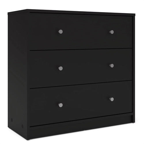 2 Piece 3 Drawer Chest and 6 Drawer Double Dresser in Black S69957