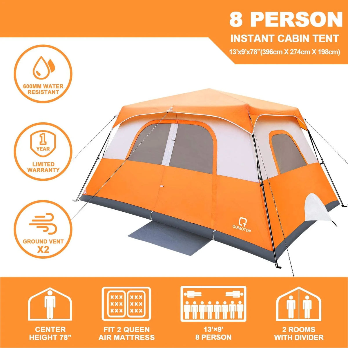 8 Person Instant Waterproof Camping Tent M855