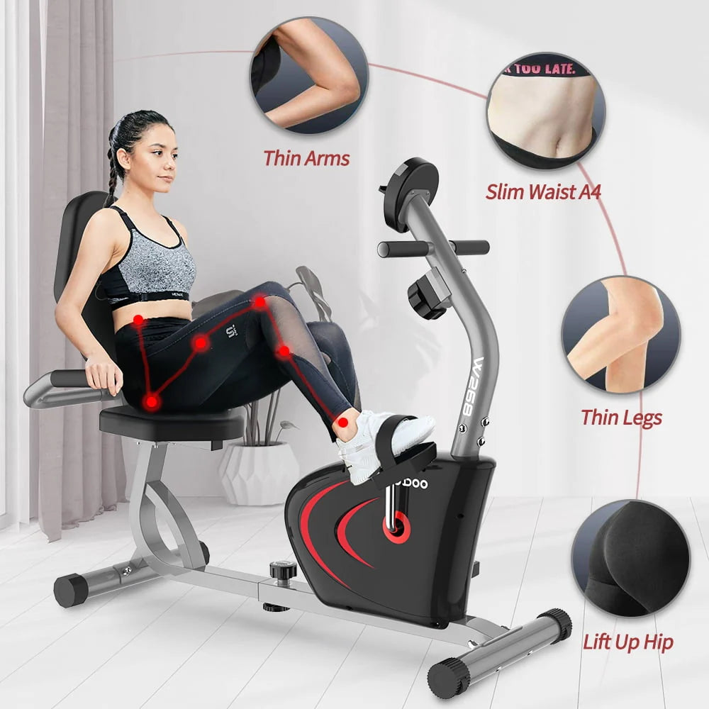 Recumbent Exercise Bike 8 Level Adjustable Magnetic Resistance M823