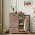 4 Drawer Dresser with Clothes Rack and Shelves I689675