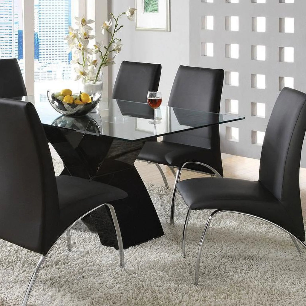 Black Tempered Glass 5pcs Dining Room Set R288363