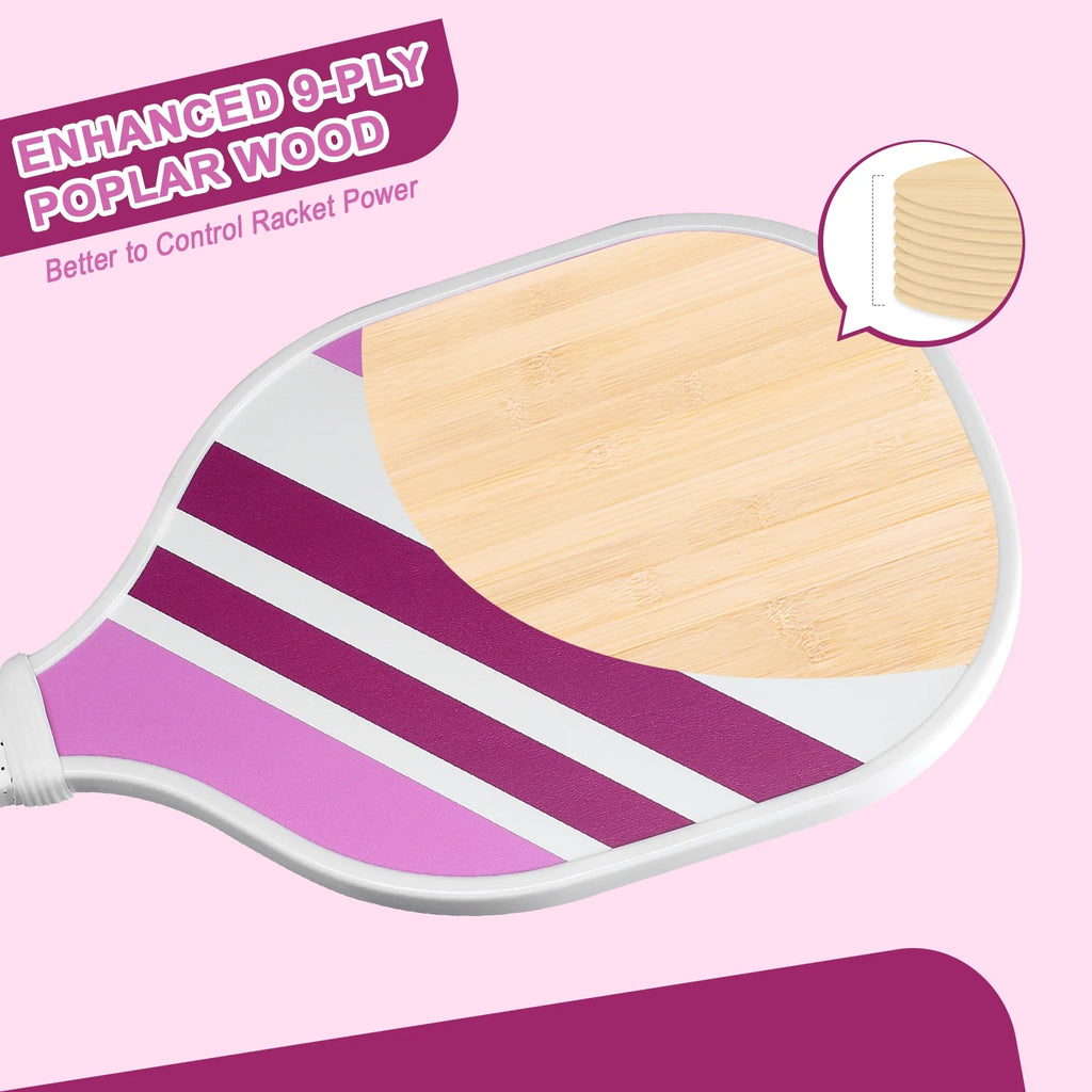 USAPA Approved Pickleball Set of 4 with 4 Balls Pink P4636