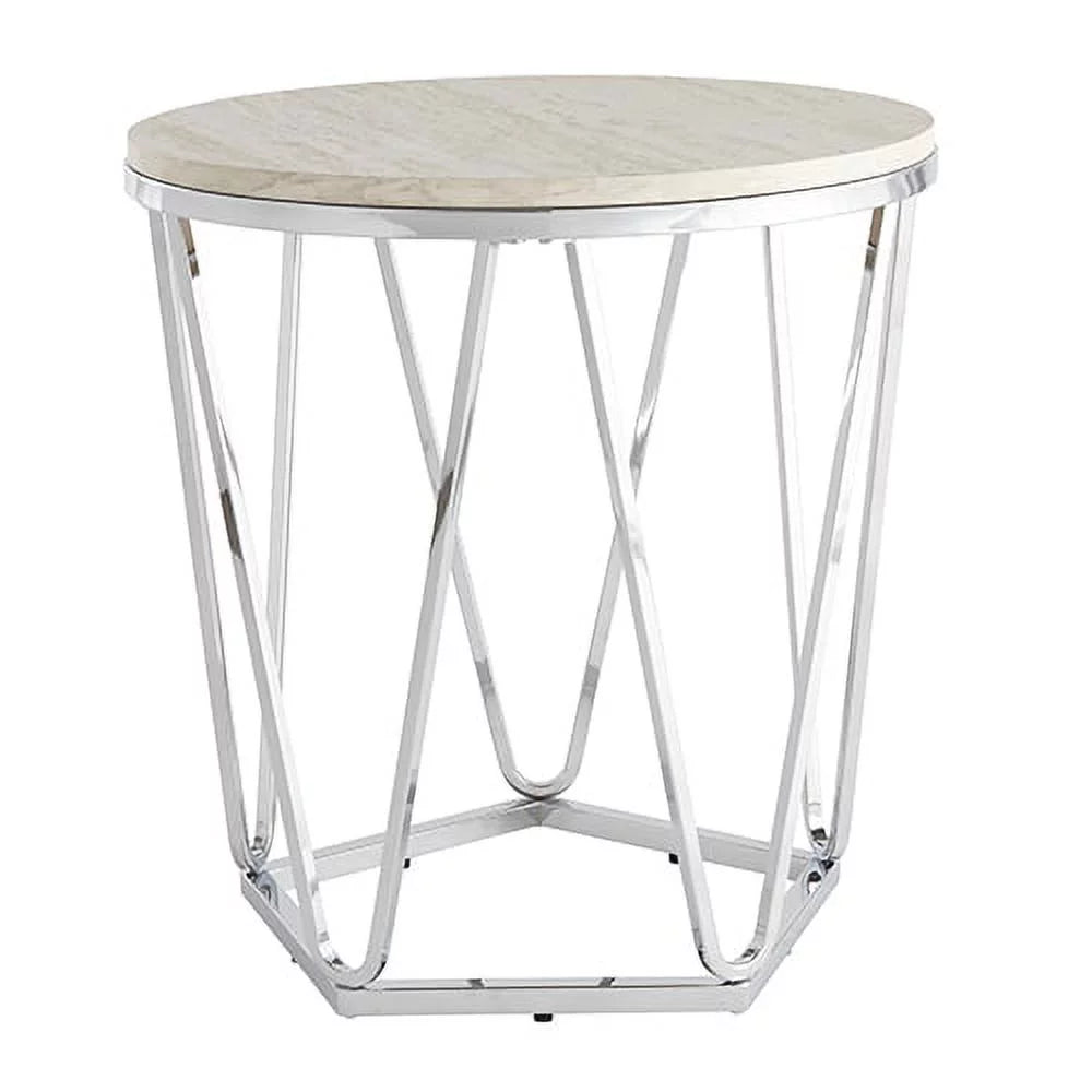 Faux Stone Round Side Table U17182