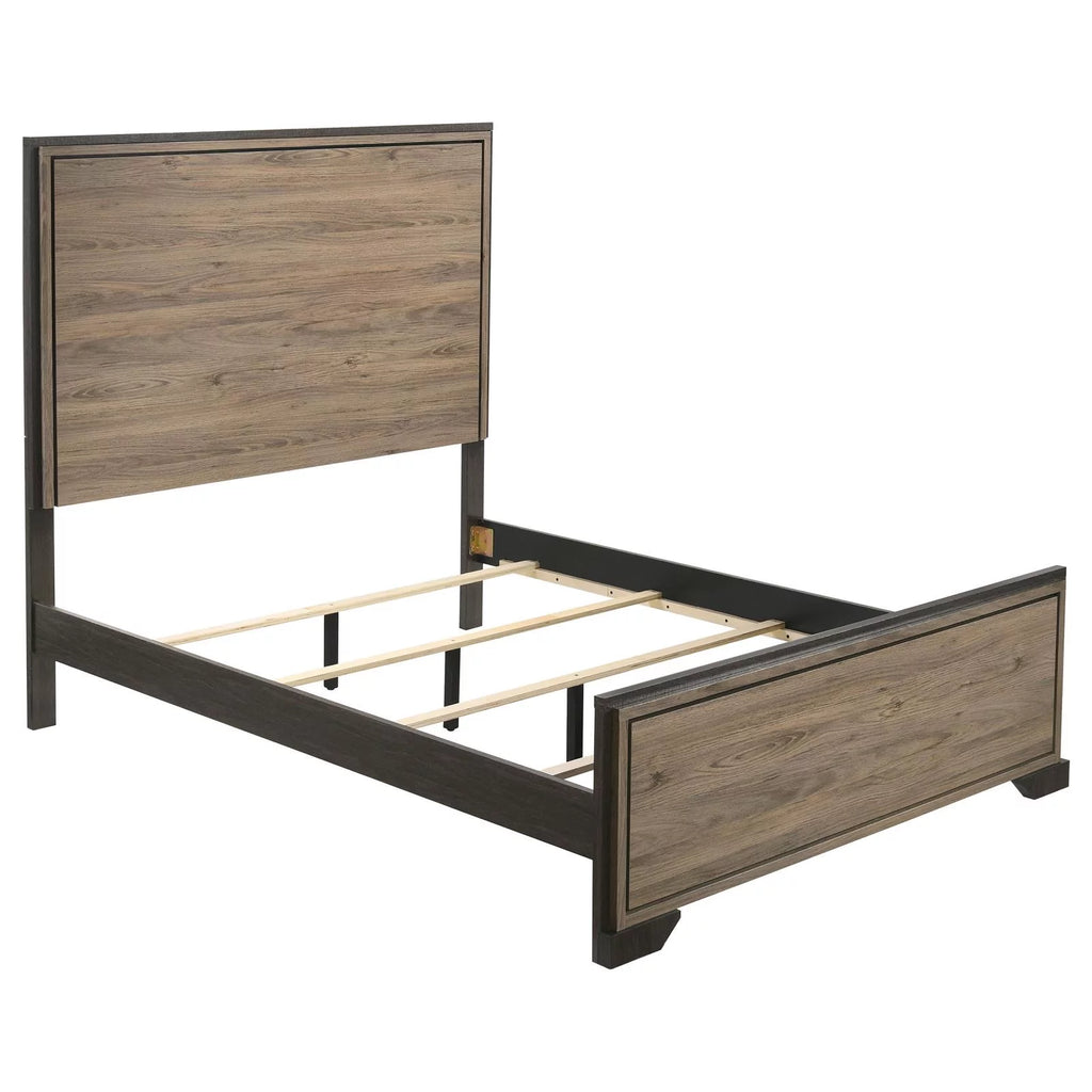 Queen Panel Bed Brown and Light Taupe K778
