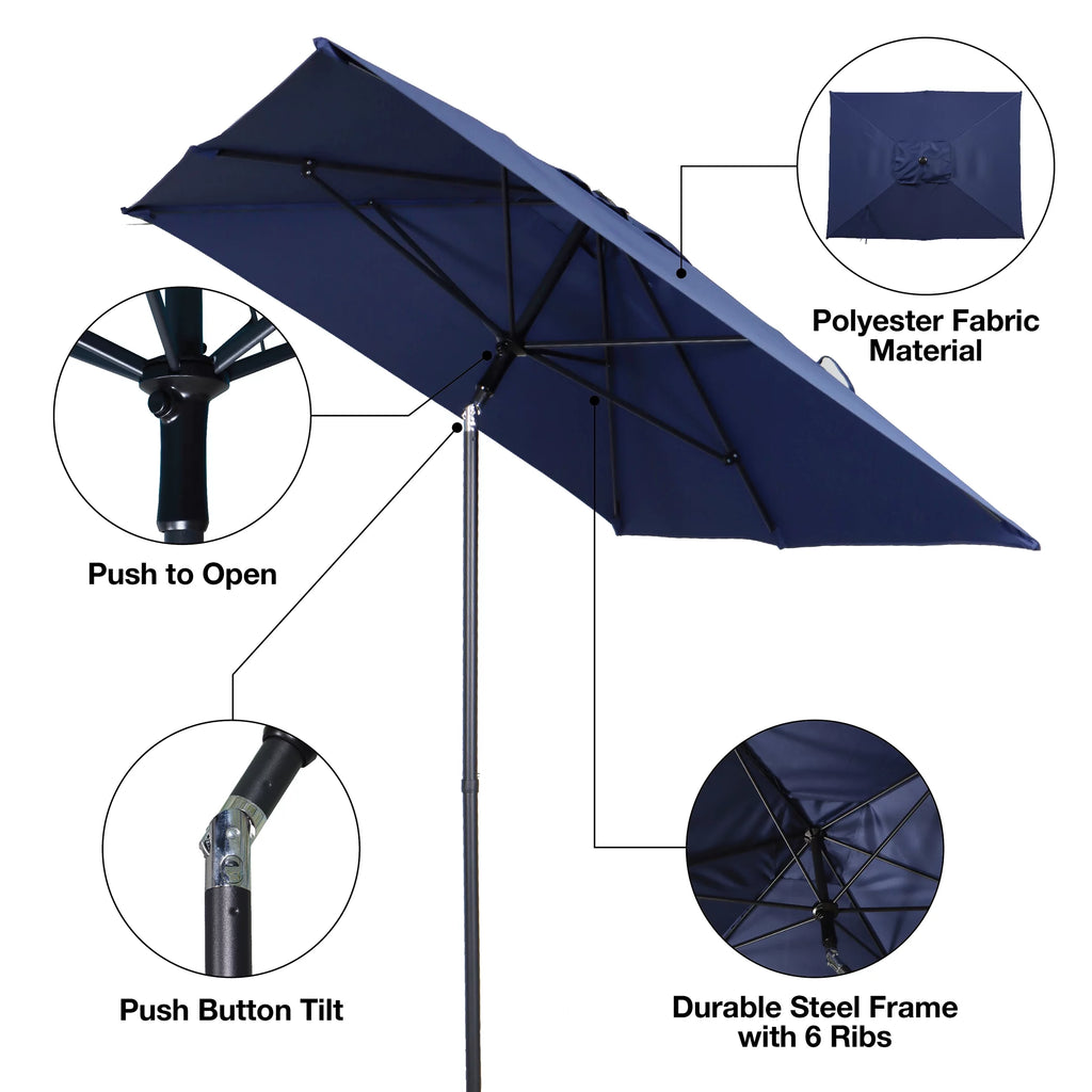 6 x 7.5 Foot Push-Up Rectangular Market Umbrella Tan D636