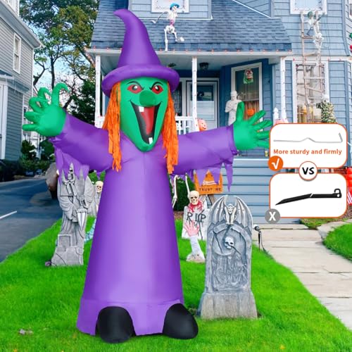 8 FT Halloween Inflatables Witch with Built-in LEDs N11413