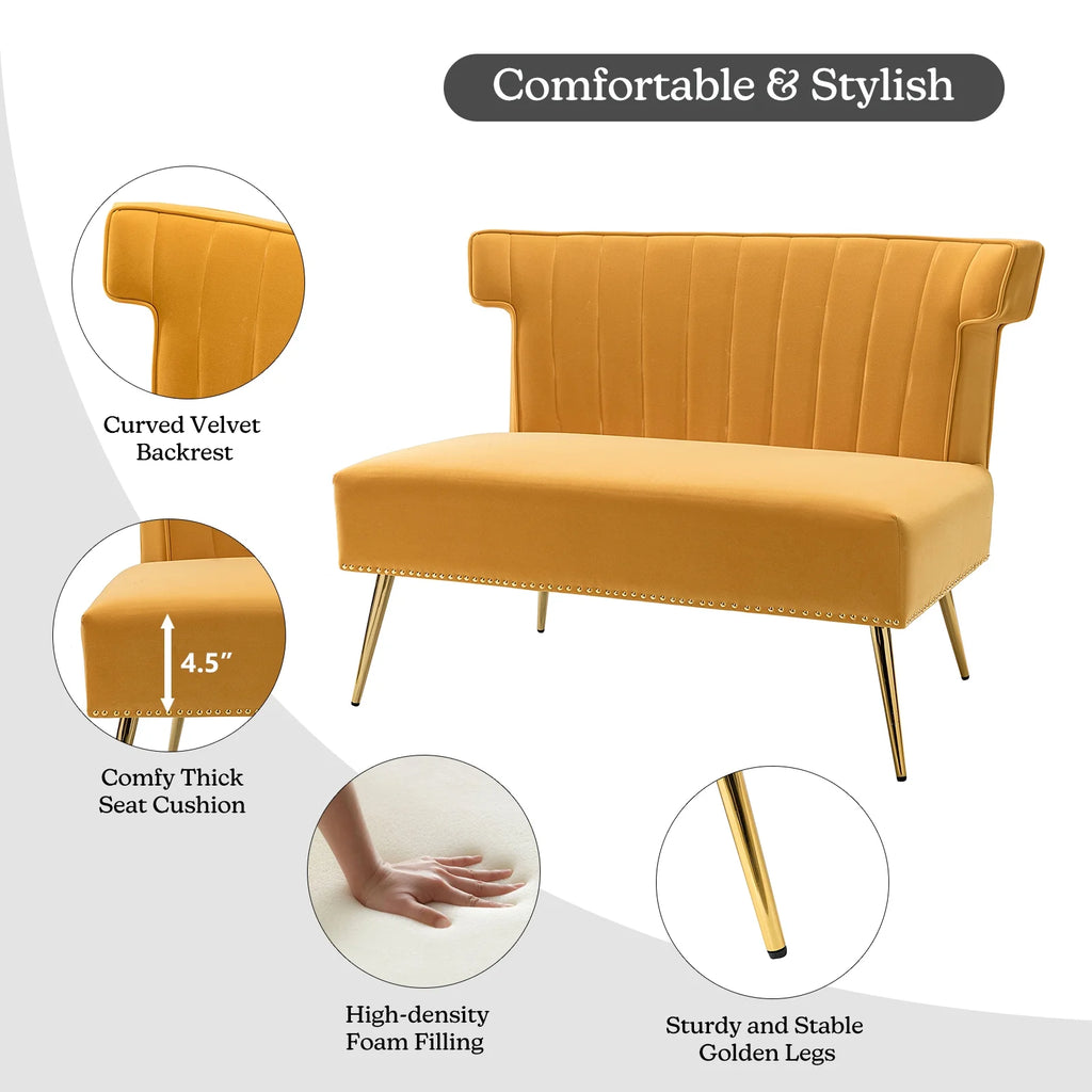Velvet 2 Seat Wingback Loveseat Sofa T348