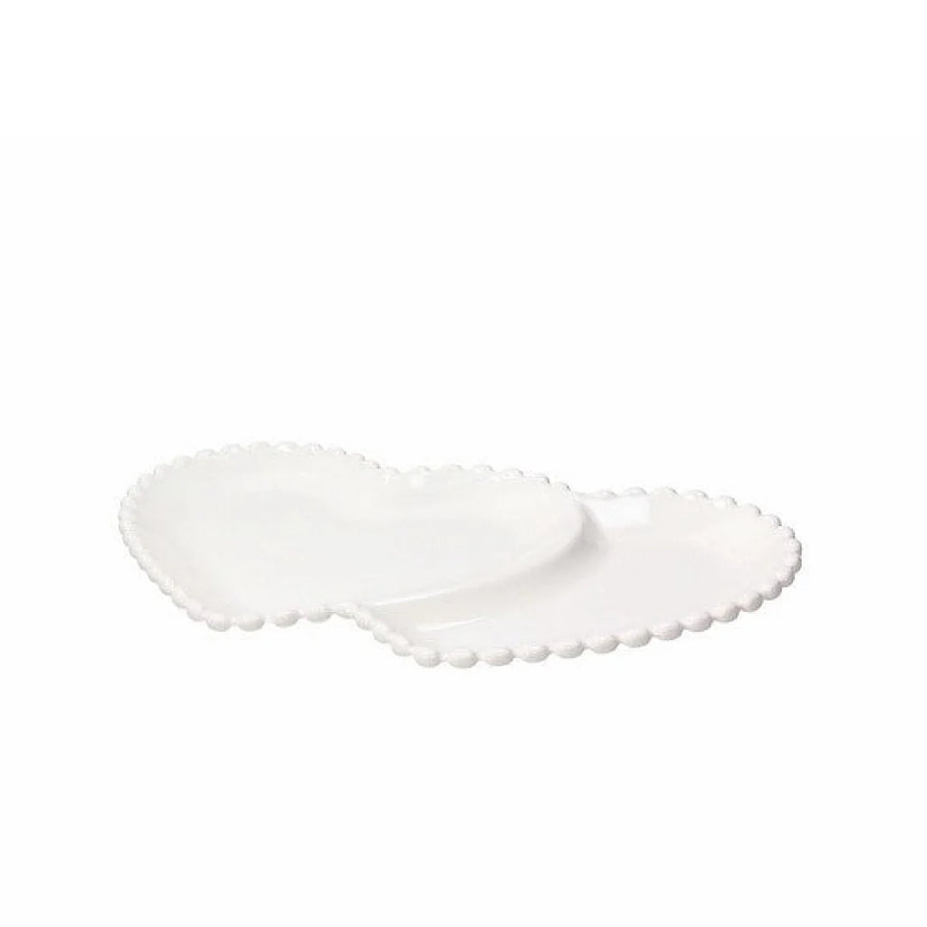Double Heart Plate 31x19cm Ornament Pearl J344