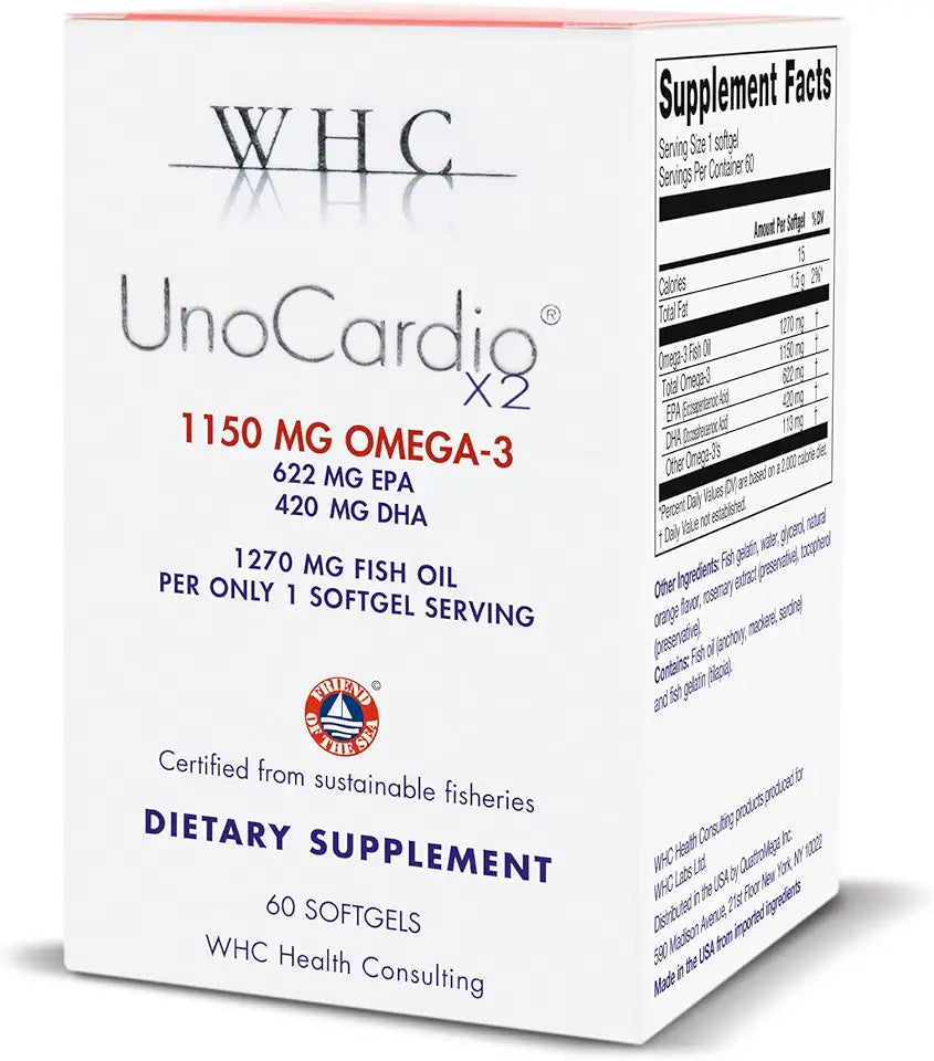 1270 mg Omega-3 Fish Oil Supplement, Natural Orange, 60 Softgels D8078