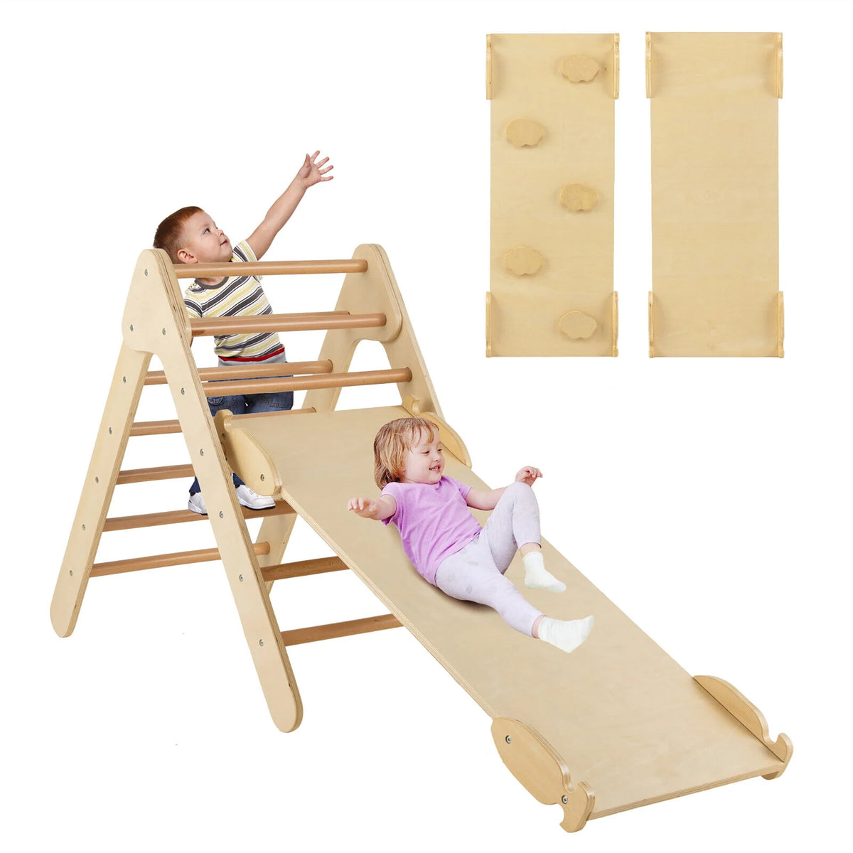 Wooden Climbing Triangle Set with Ramp W69696