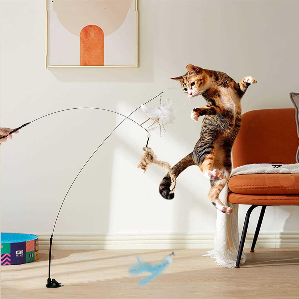 Cat Toy Wand with Bird Feather Ball E671523