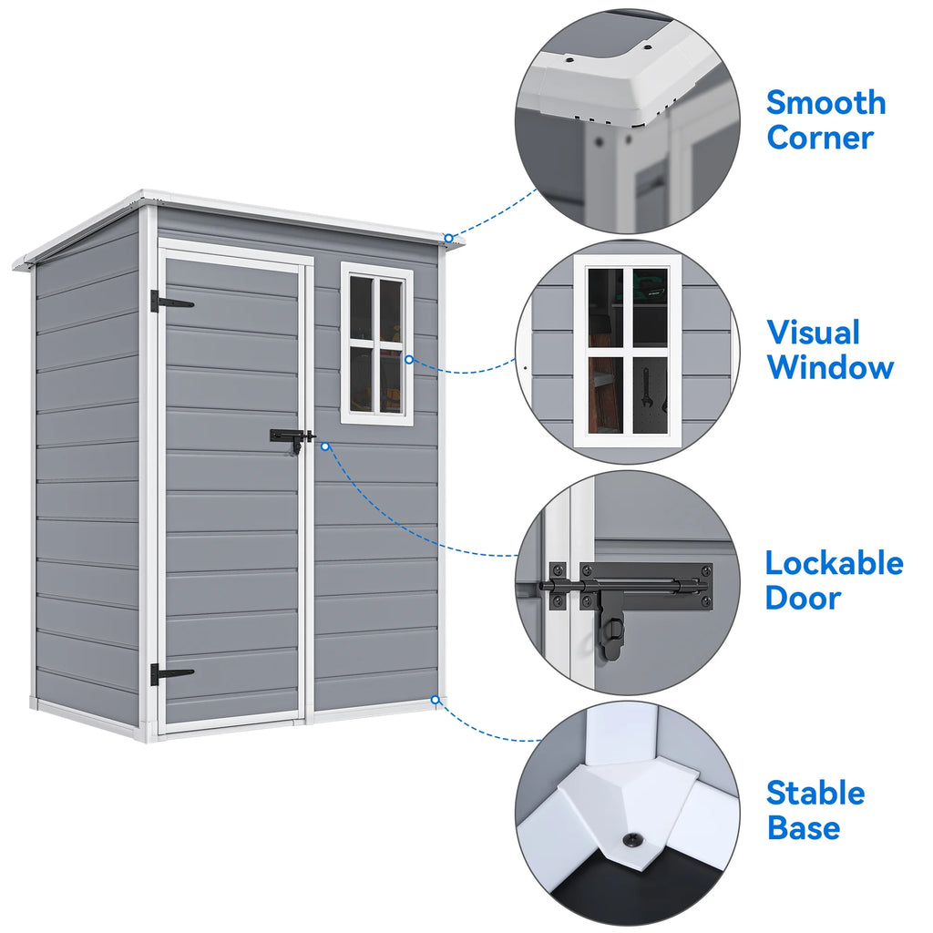 5x3 FT Resin Outdoor Storage Shed with Floor O7158