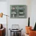 Haze Double Glass Door Wall Cabinet With Detachable Shelves Mint Green L412