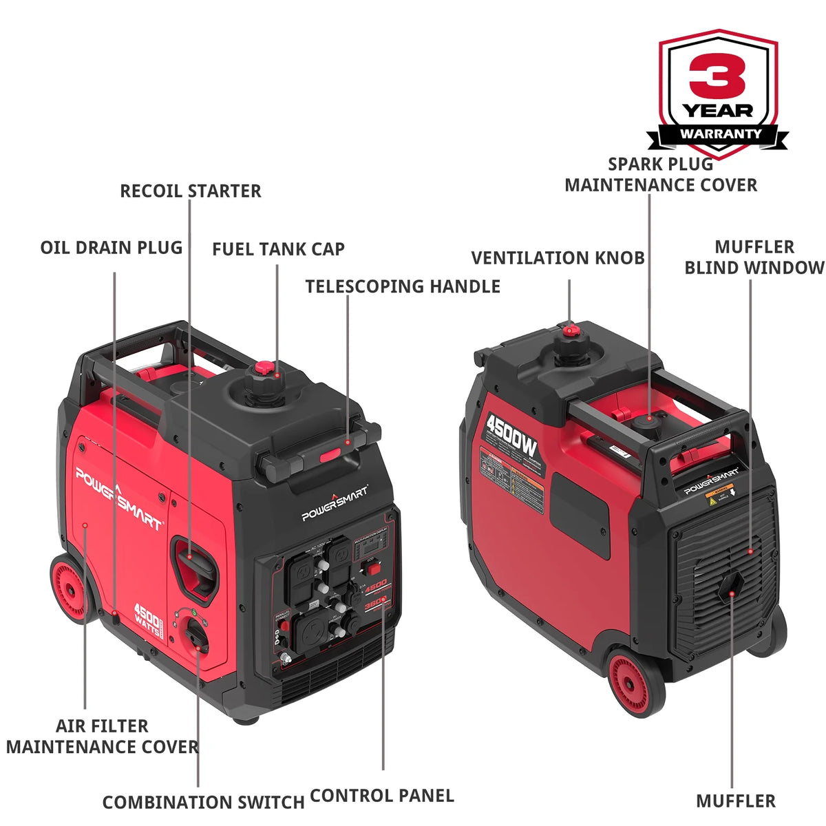 4500 Watt Portable Inverter Gas Generator P6203