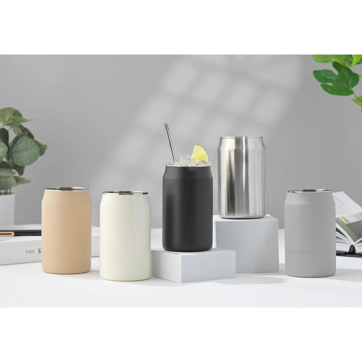 Stainless Steel 16 oz Tumblers with 6 Straws & Brush L7064