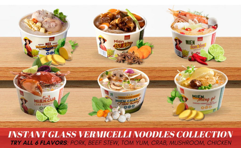 Instant Beef Stew Glass Noodle 9 Bowls 55g Fork Included A618448