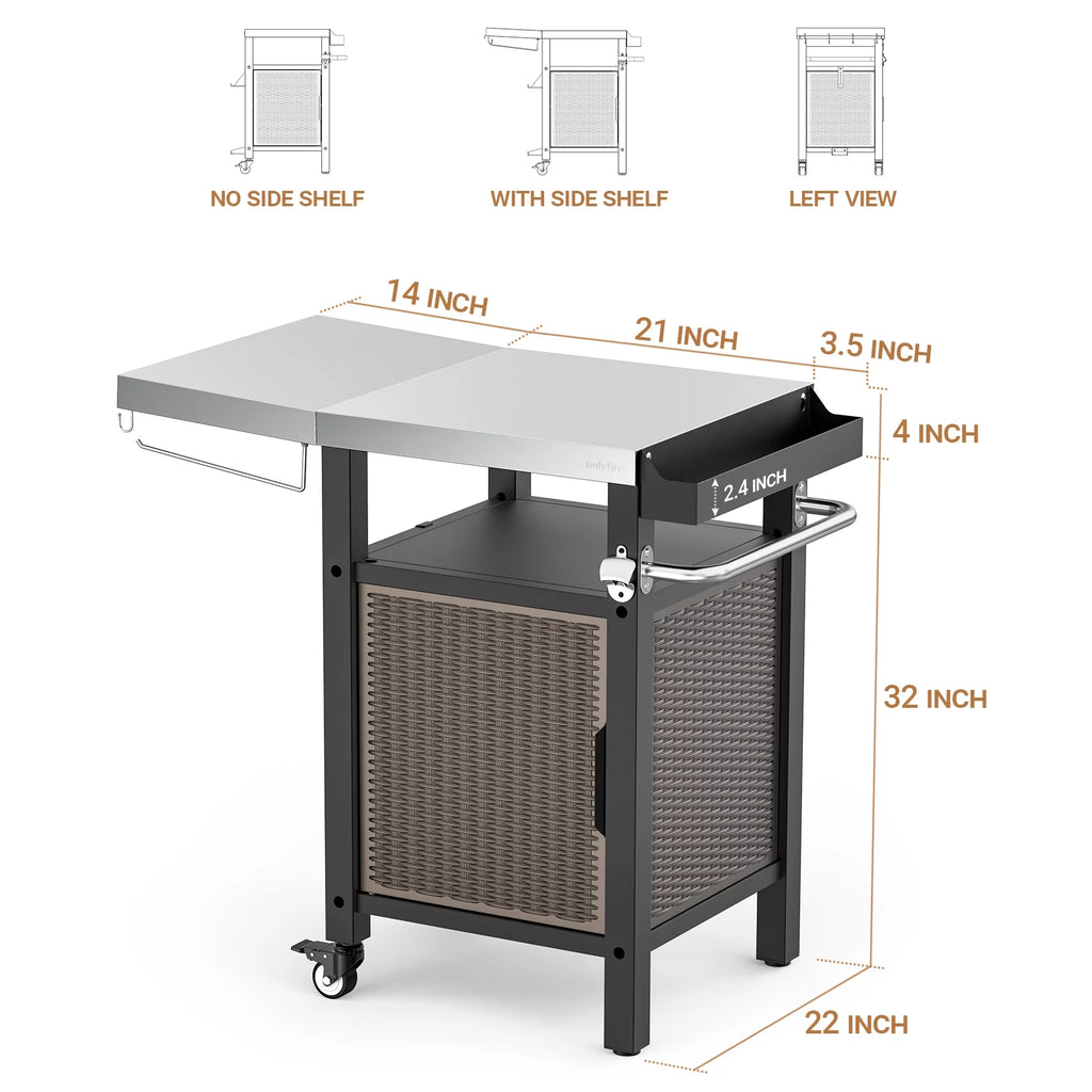 Stainless Pizza Oven Cart with Storage Cabinet A1772
