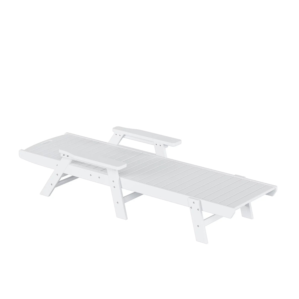 White Plastic Outdoor Chaise Lounge Chair with Adjustable Backrest I3455