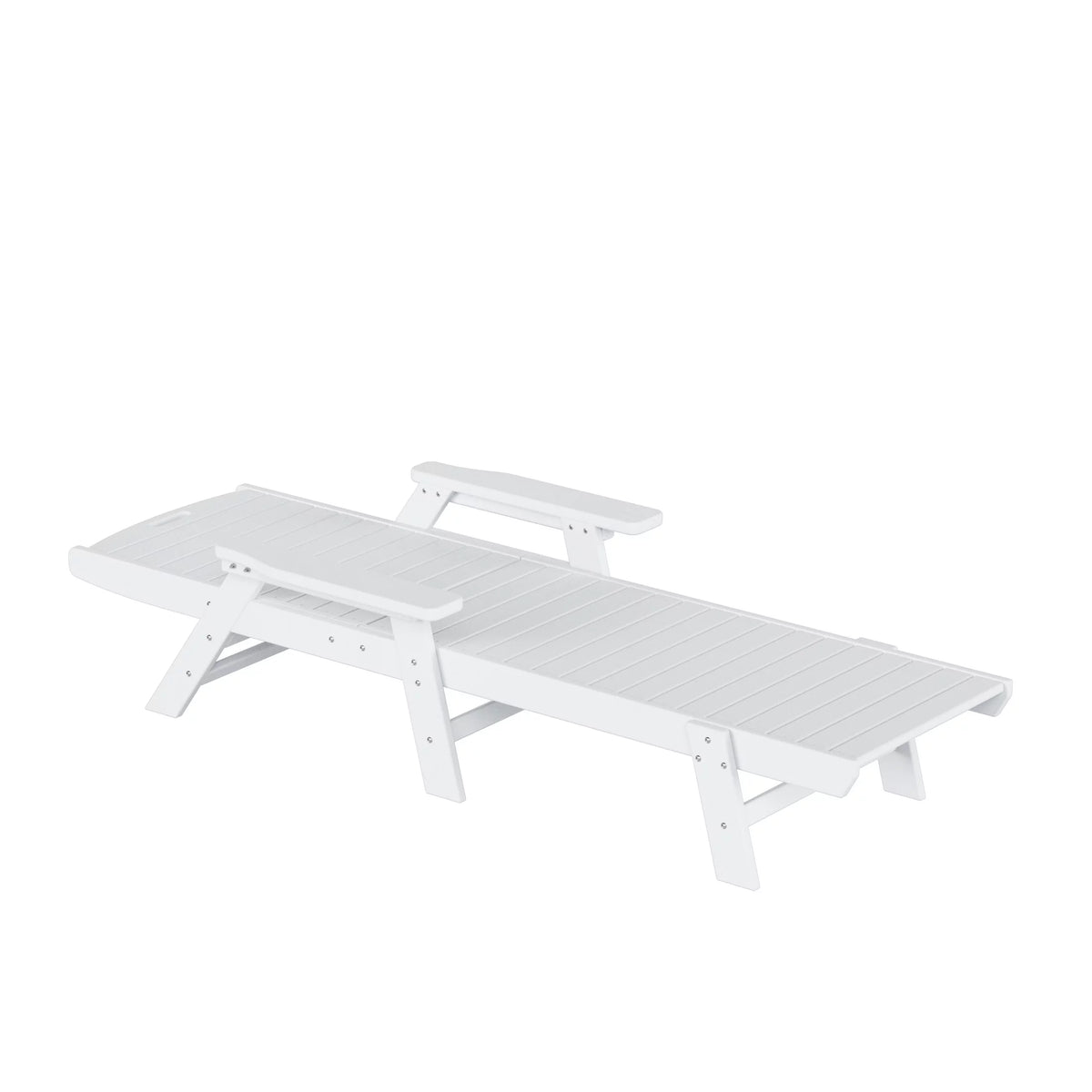 White Plastic Outdoor Chaise Lounge Chair with Adjustable Backrest I3455