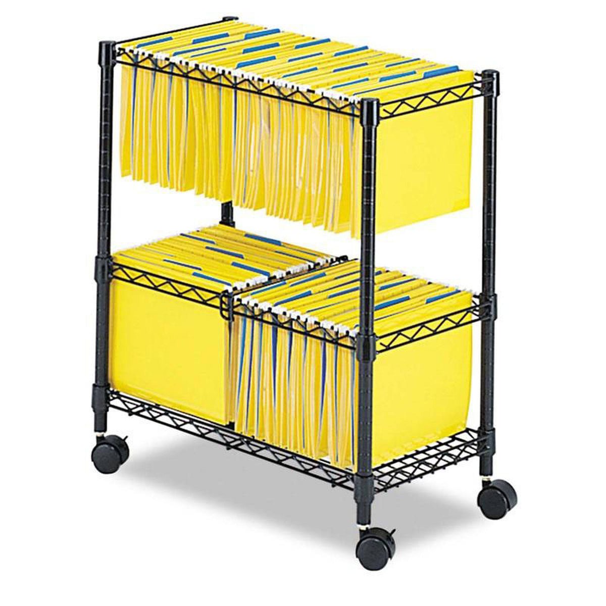 Two-Tier Rolling File Cart Black W1779