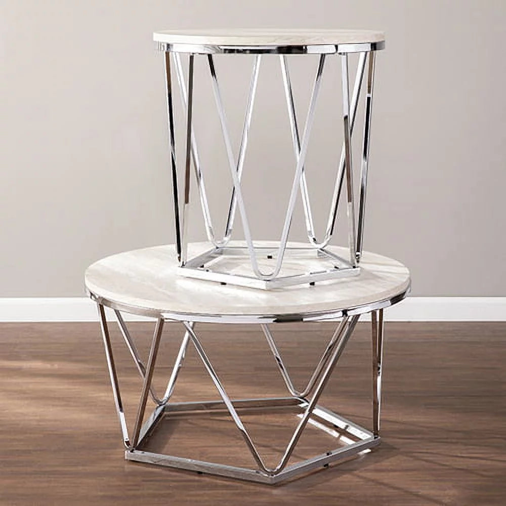 Faux Stone Round Side Table U17182