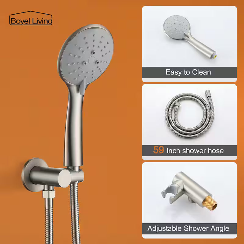 10 in. Wall Mount Dual Shower Heads with Valve in Brushed Nickel I70443