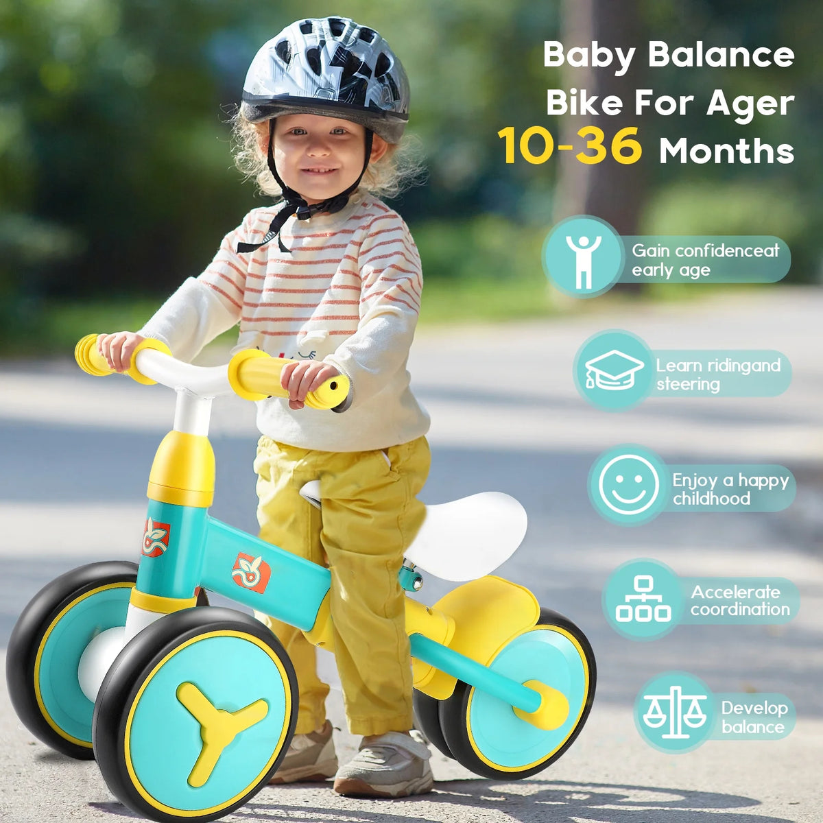 Baby Balance Bike with 4 Wheels W77023