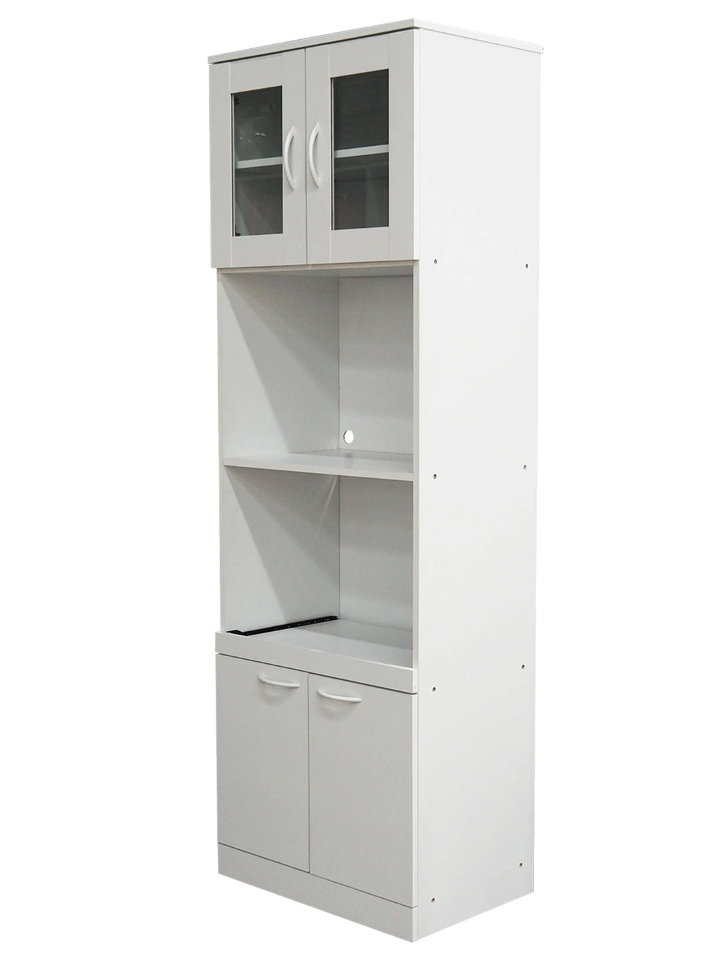Tall White Kitchen Pantry Microwave Storage Cabinet I529256